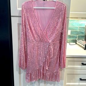 D&M Pink Sequins Wrap dress